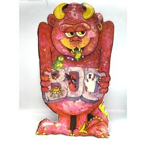 Vintage Eureka USA Halloween Die Cut Monster & Boo Sign Double Sided 22.5"x12.5"